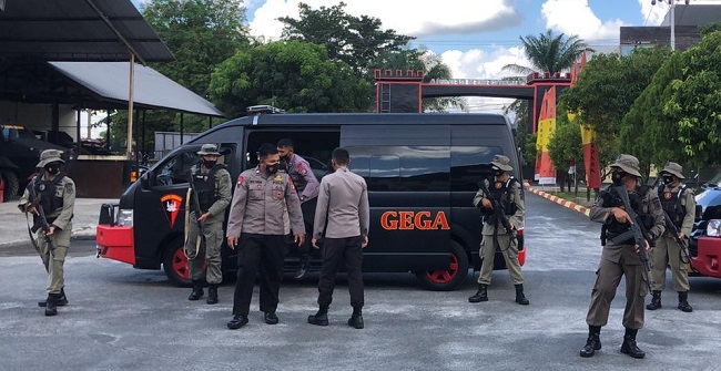 Latihan Pengamanan VVIP, Brimob Siap Kawal Kontingen Kalteng Dalam PON XX