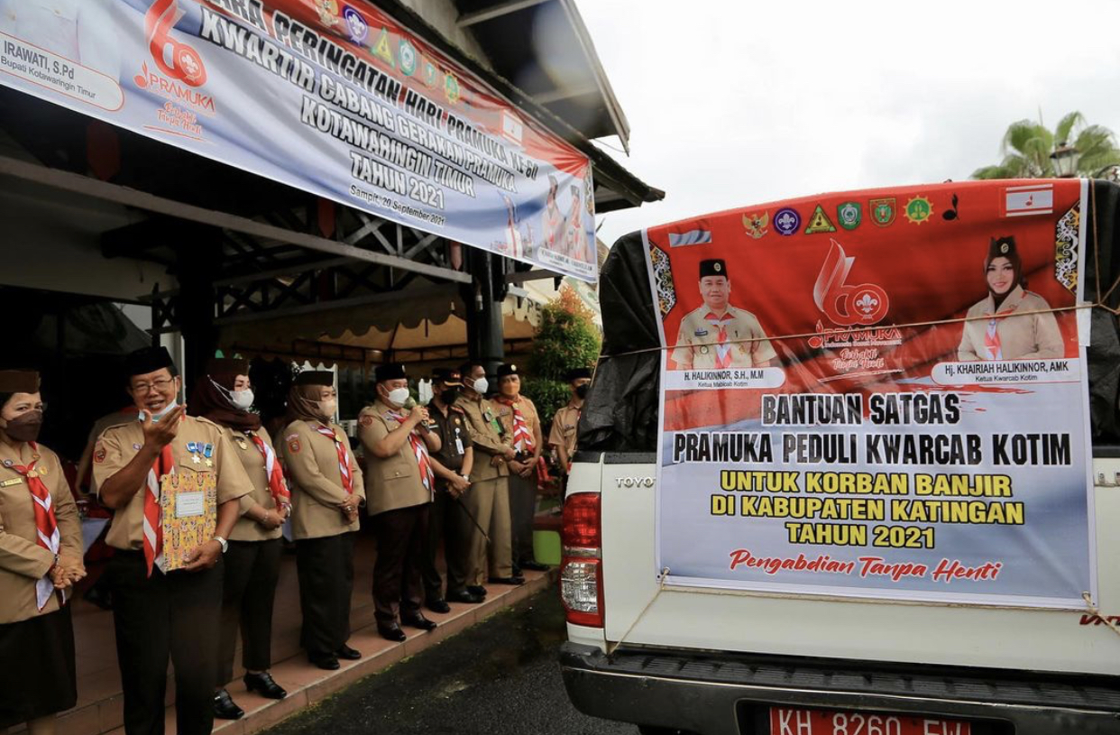 Gelar Apel Besar Pramuka Ke 60, Bupati Kirim Tim Pramuka Ke Lokasi Banjir