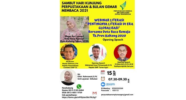 Ikuti! Webinar Literasi oleh SMP Tunas Agro, Simak Informasi Berikut Ini