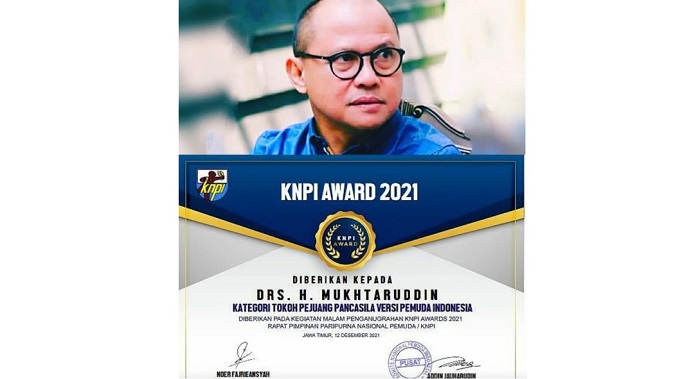 KNPI Award 2021, Mukhtarudin Jadi Tokoh Pejuang Pancasila