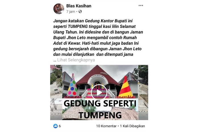 Netizen Berang, Bupati Belu Diduga Sebut Atap Kantor Bupati Seperti Nasi Tumpeng