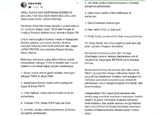 Bupati Malaka Rekrut Wartawan Masuk Tekoda, Picu Protes dari Masyarakat