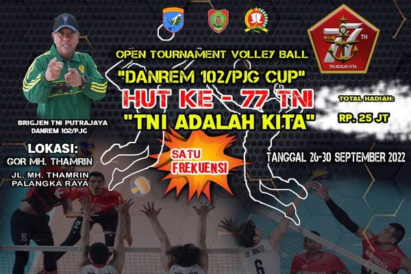 Sambut HUT TNI Ke-77, Korem 102/Pjg Gelar Turnamen Bola Voli