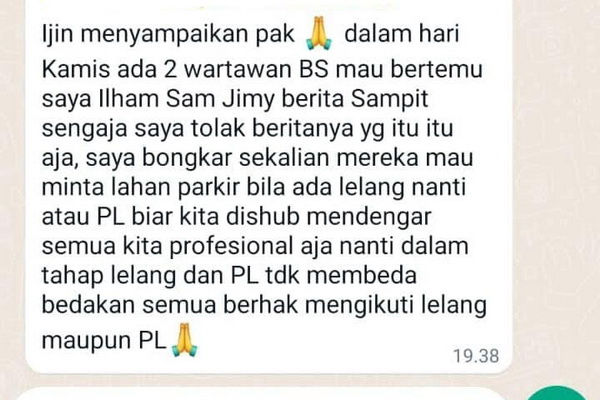 Oknum Dishub Kotim Tuding Wartawan Minta Jatah Parkir
