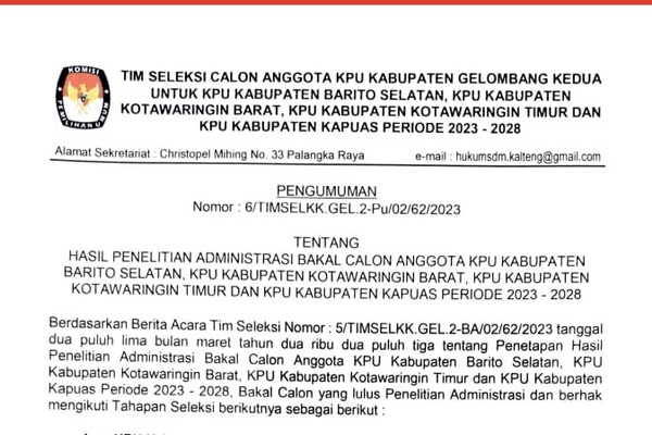 Lolos Penelitian Administrasi, 25 Calon Anggota KPU Kotim Ikuti Seleksi Tertulis dan Tes Psikologi