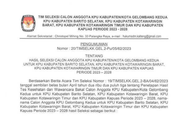 Daftar 10 Calon Anggota KPU Kapuas yang Lulus Tes Wawancara