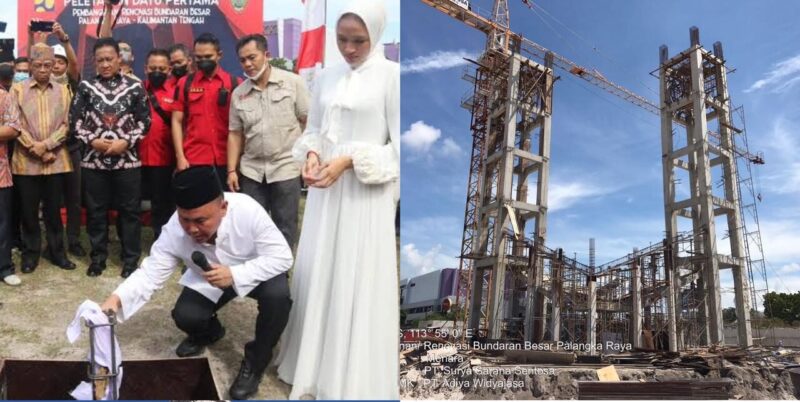 Progres Renovasi Bundaran Besar Palangka Raya Capai 26,24 Persen