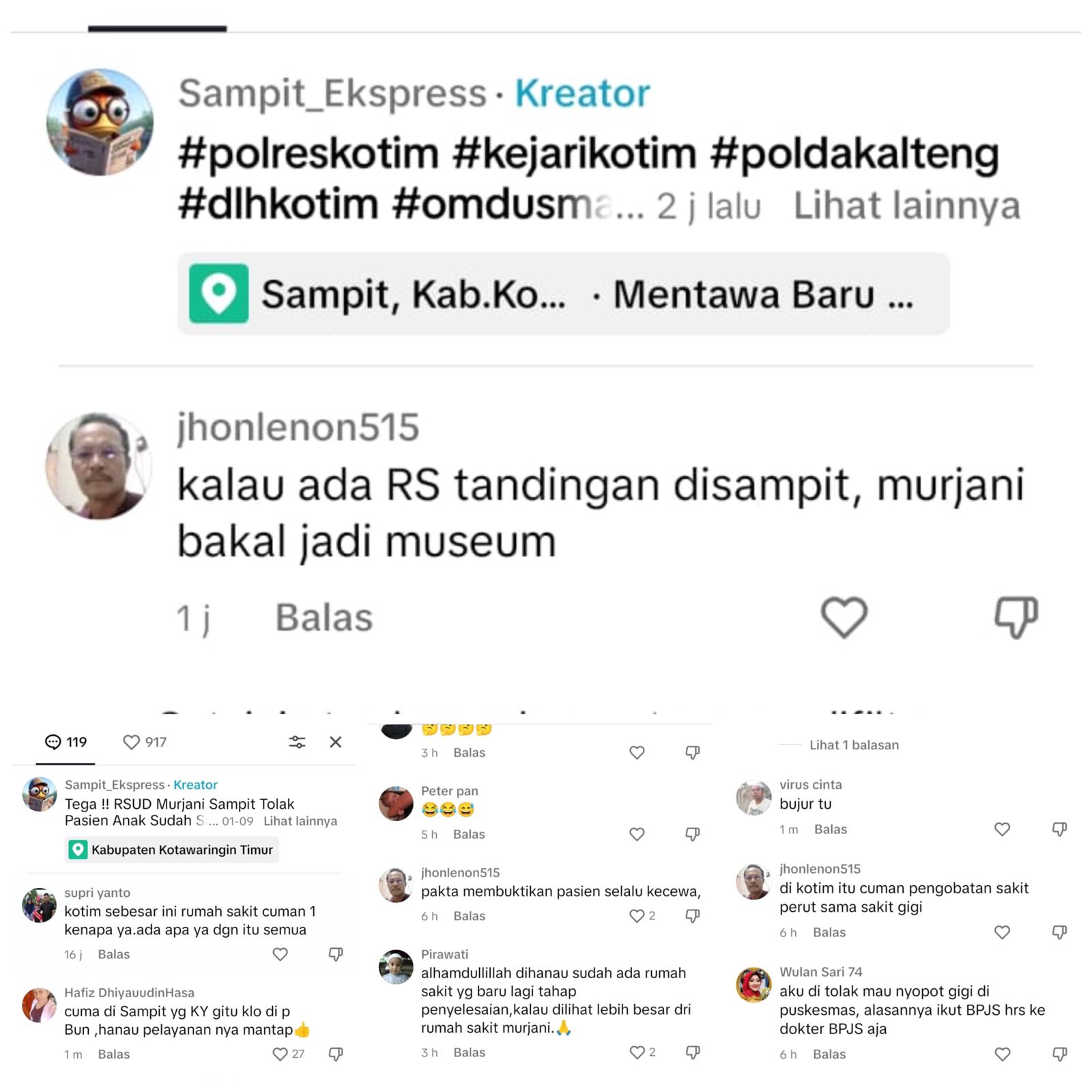 Warganet Keluhkan Pelayanan RSUD Murjani Sampit, Sebut Kalau Ada RS Tandingan bisa Jadi Museum