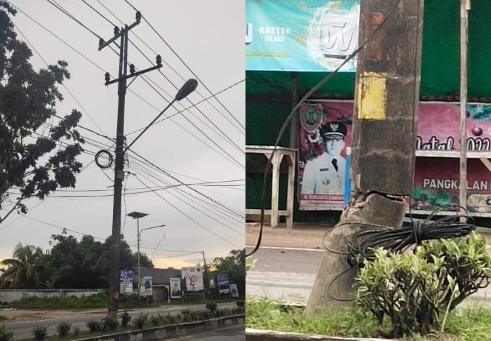 Tiang Listrik di Jalan Natai Arahan Retak dan Miring, Warga: Khawatir Roboh