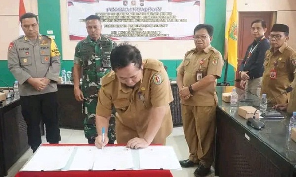 Pemkab Katingan, TNI, Polri Lakukan Penandatanganan NPHD 