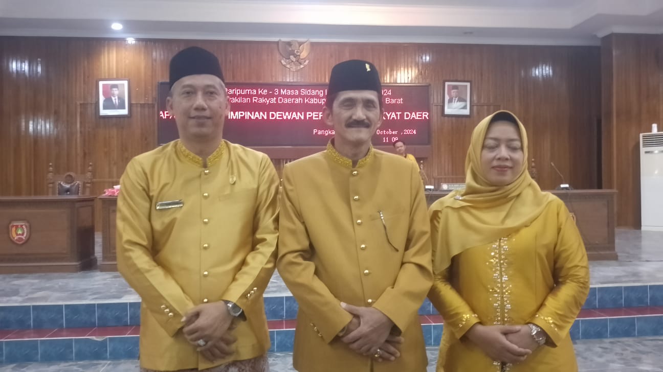 DPRD Kobar Definitif: Mulyadin Ketua, Rudi Imam Gunawan dan Sri Lestari Jadi Wakil Ketua