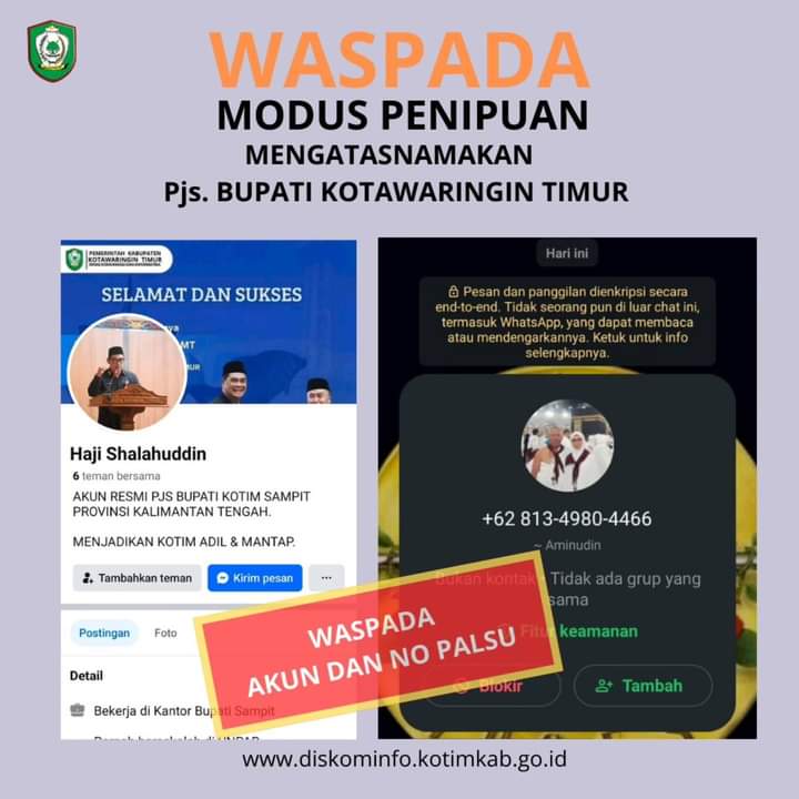 Akun Palsu Catut Nama Pjs Bupati Kotim, Warga Diimbau Hati-hati