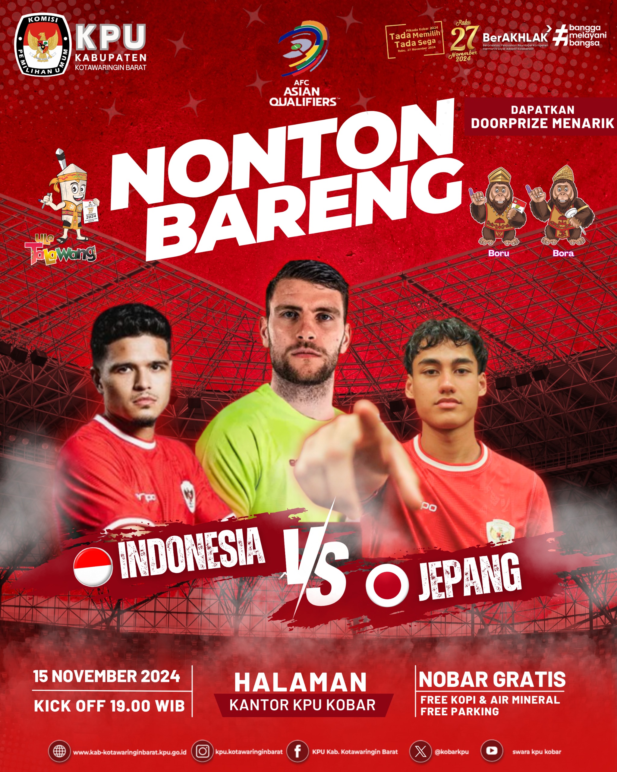 KPU Kobar Gelar Nobar Indonesia vs Jepang, Ajak Warga Kobar Semakin Siap untuk Pilkada!