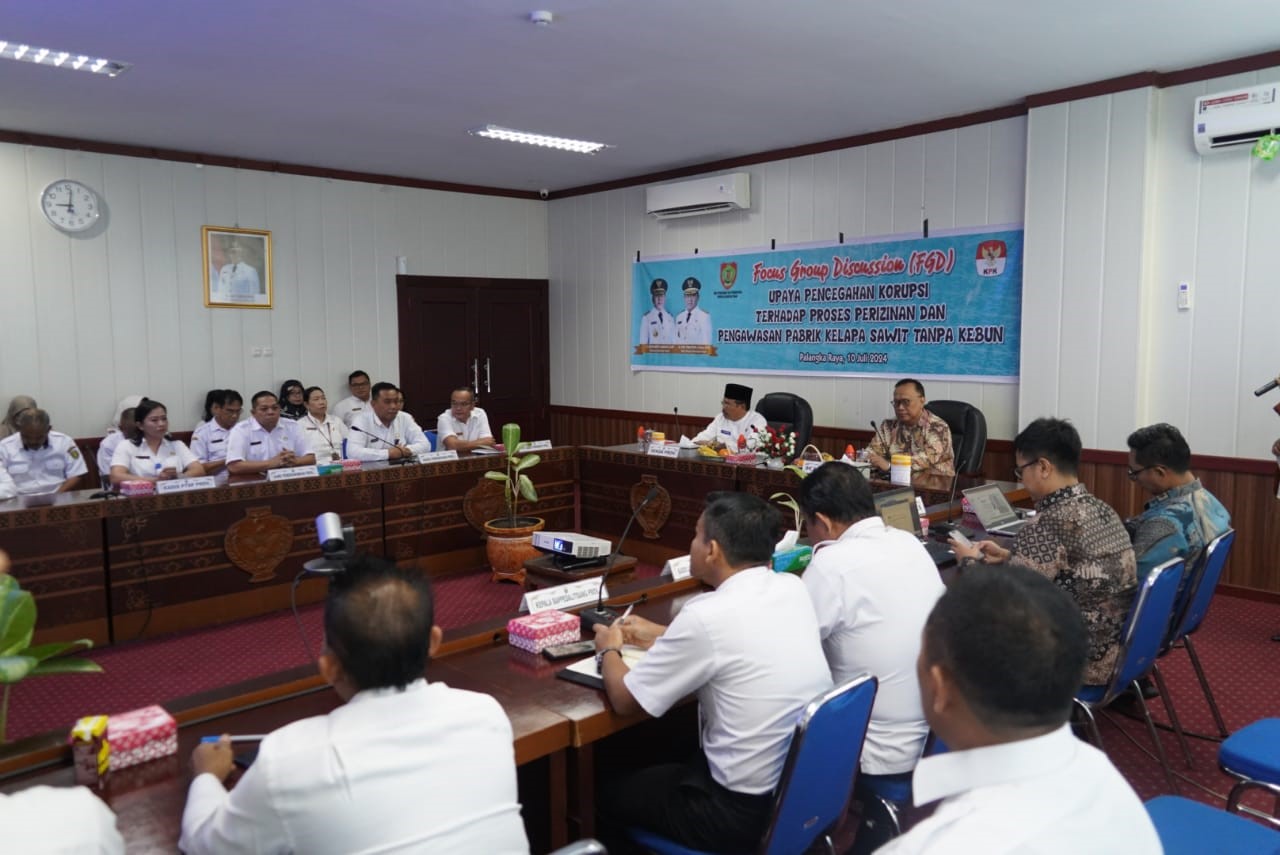 Sekda Kalteng Pimpin FGD tentang Pencegahan Korupsi di Kalimantan Tengah