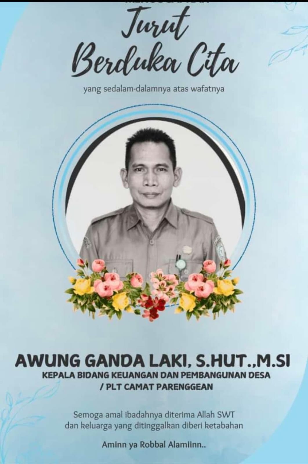 Plt Camat Parenggean Meninggal Dunia