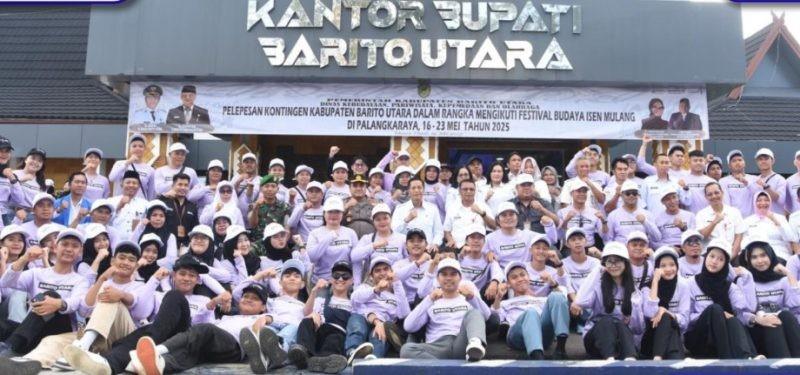 Pj Bupati Muhlis Lepas Kontingen Barito Utara Menuju Festival Budaya Isen Mulang 2025
