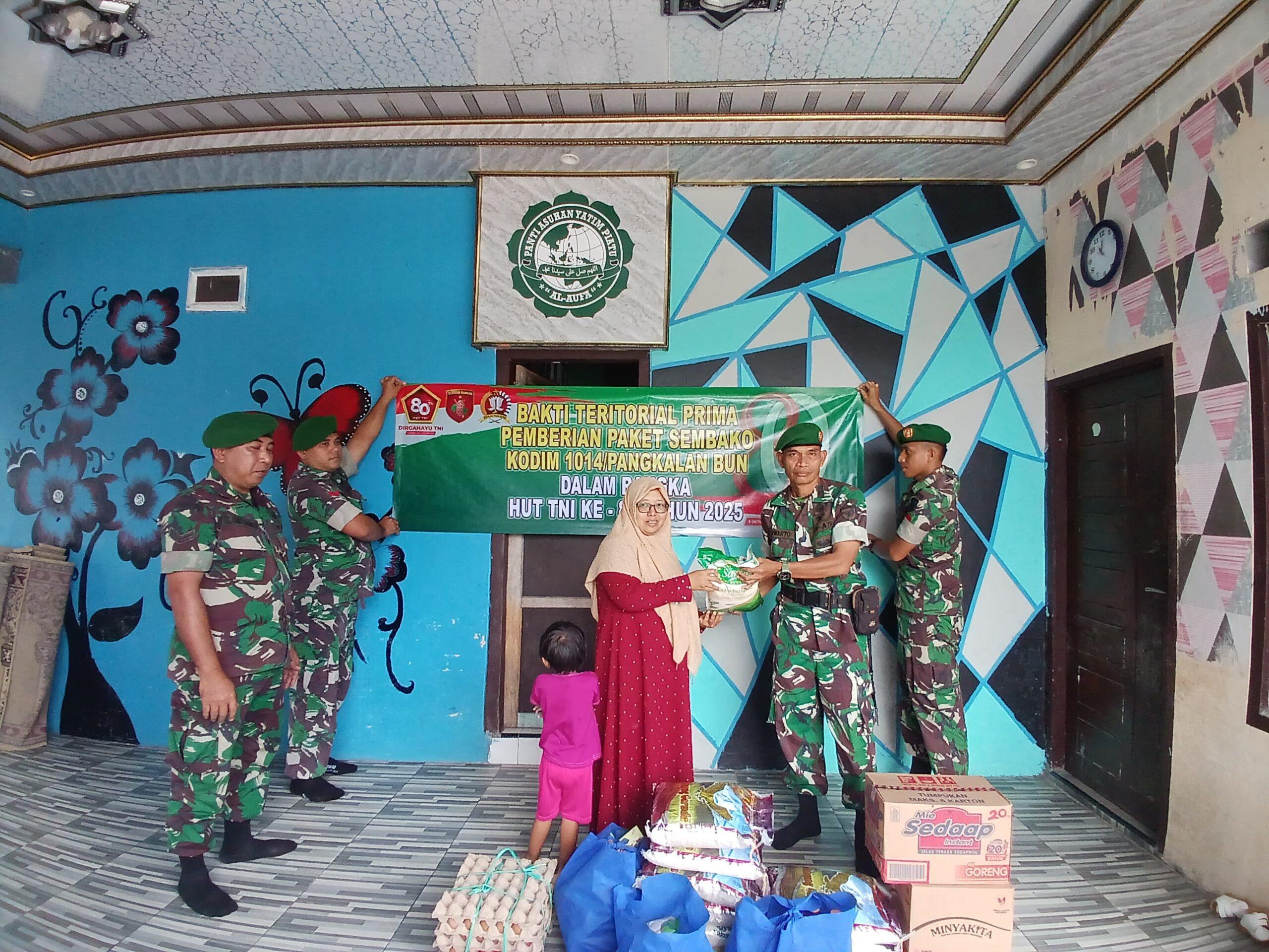 Kodim 1014/Pbn Bagi Sembako ke Panti Asuhan Al Aufa Jelang HUT TNI ke-80
